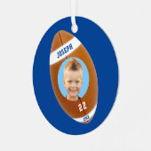 キッズスポーティブルーフォトフットボール メタルオーナメント (正面左)