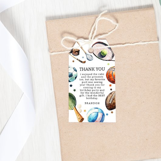 キッズスモダンポーツバースデーパーティー ギフトタグ