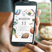 キッズスモダンポーツボール誕生日パーティー 招待状