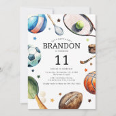 キッズスモダンポーツボール誕生日パーティー 招待状 (正面)