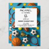 キッズスモダンポーツ誕生日招待状 招待状 (正面/裏面)