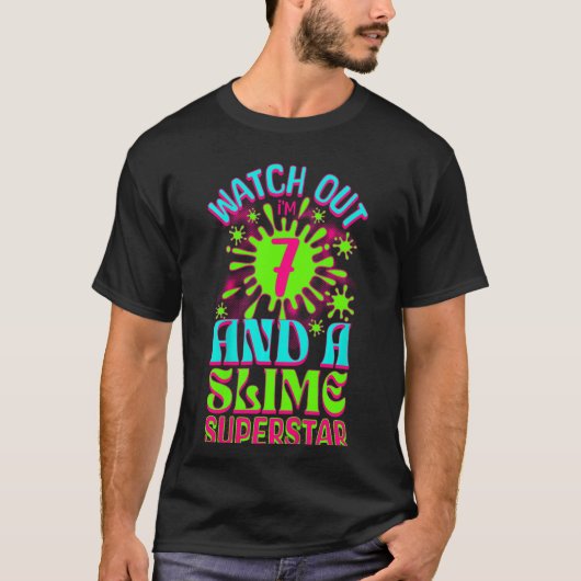 キッズスライム誕生日7スライムクイーンキングガールボーイ7 Tシャツ (正面)