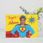 キッズスーパーヒーロカッコいいファブおもしろい誕生日招待状 招待状 (スタンド正面)