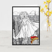 キッズスーパーヒーローからのママの誕生日カラーリングカード カード (黄色い花)