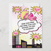 キッズスーパーヒーローバースデーパーティー招待状ガールヒーロー 招待状 (裏面)