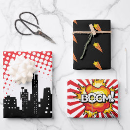 キッズスーパーヒーローパーティー漫画ムービー ラッピングペーパーシート