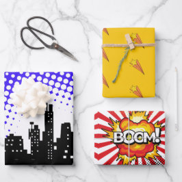 キッズスーパーヒーローパーティー漫画ムービー ラッピングペーパーシート