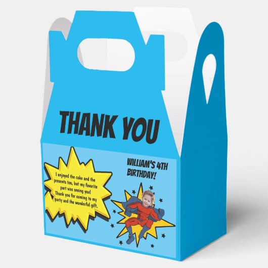 キッズスーパーヒーロー写真ありがとう誕生日パーティー フェイバーボックス (オープン)