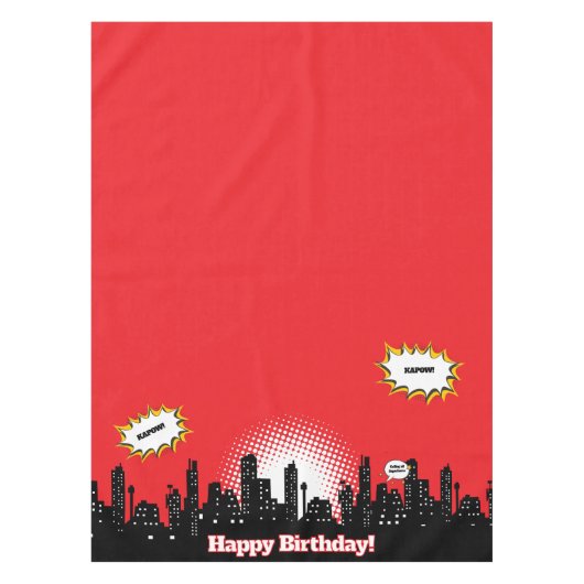 キッズスーパーヒーロー漫画ムービーパーティー テーブルクロス (正面)