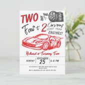 キッズセカンドバースデーレースカーテーマ誕生日パーティー 招待状 (スタンド正面)