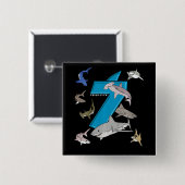 キッズセブン誕生日ボーイズサメ白サメ 缶バッジ (正面&裏面)