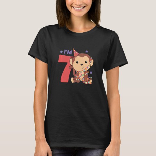 キッズセブン誕生日子供へモンキーA誕生日M Tシャツ (正面)