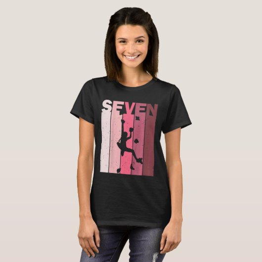 キッズセブン誕生日屋内壁登山マウンテン Tシャツ (正面フル)