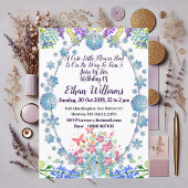 キッズソフトオーバルブルーリトルフラワーバッド誕生日 招待状