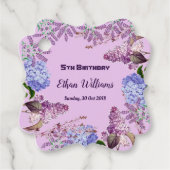 キッズソフトブルーパステル薄紫アジサイ誕生日おもしろい フェイバータグ (正面)