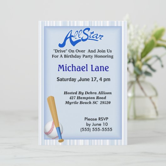 キッズソフトボール誕生日招待状 招待状 (スタンド正面)