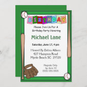 キッズソフトボール誕生日招待状 招待状 (正面/裏面)