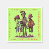 キッズゾンビファミリーハローウィンパーティ スタンダードカクテルナプキン (正面)