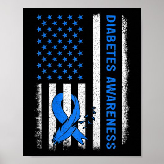 キッズタイプ1糖尿病認識度アメリカ国旗Bl ポスター (正面)