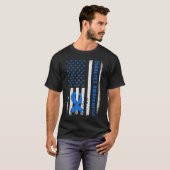 キッズタイプ1糖尿病認識度アメリカ国旗Bl Tシャツ (正面フル)