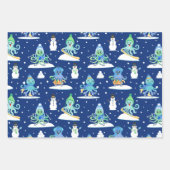 キッズタコ冬スポーツおもしろい動物ラッピング ラッピングペーパーシート (正面3)