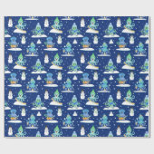 キッズタコ冬スポーツおもしろい動物 ラッピングペーパー (フラット)