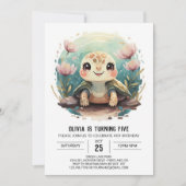 キッズタートルガール誕生日 招待状 (正面)