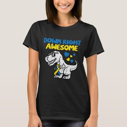 キッズダウンライトディノ素晴らしダウン症候群アワレネ Tシャツ (正面)