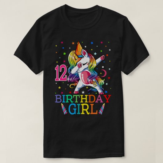 キッズダビングユニコーン12歳12誕生日パー Tシャツ (デザイン正面)