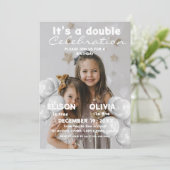 キッズダブルお祝いフォトバルーン誕生日 招待状 (スタンド正面)