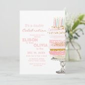 キッズダブルお祝いフォトパイ誕生日 招待状 (スタンド正面)