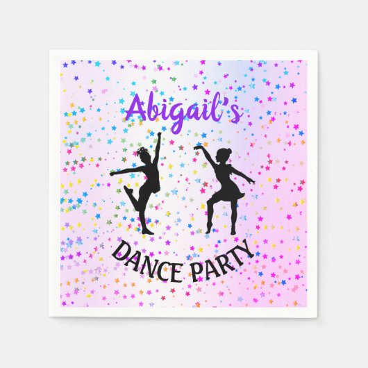 キッズダンスカラー&スターオールオーバーパーティー スタンダードカクテルナプキン (正面)