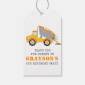 キッズダンプトラック建築テーマありがとう ギフトタグ (正面)