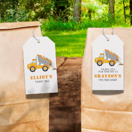 キッズダンプトラック建築テーマありがとう ギフトタグ