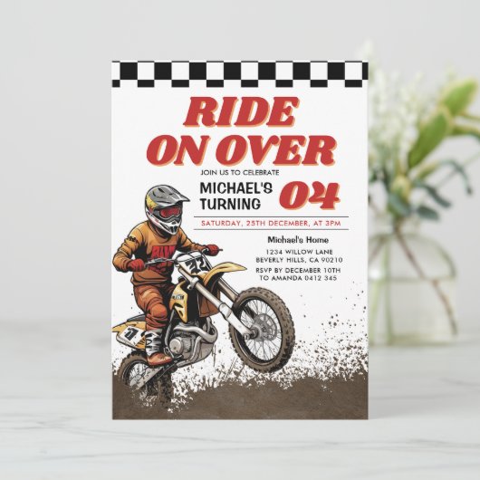 キッズダートモータークロス誕生日パーティーでレース 招待状 (スタンド正面)