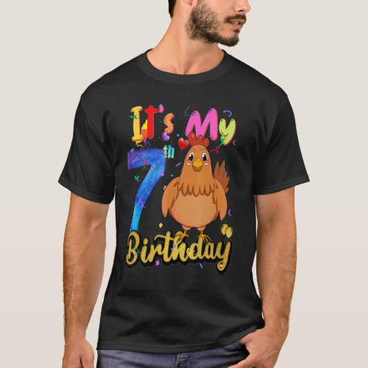 キッズチキン7誕生日7歳ガールズチッケ Tシャツ (正面)