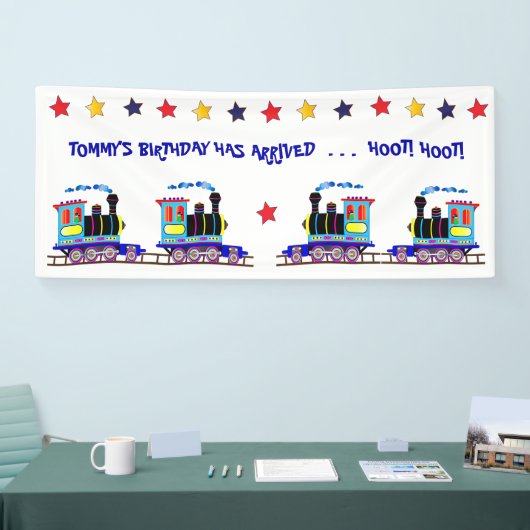 キッズチュ電車の誕生日カラフルパーティー 横断幕 (トレードショー)
