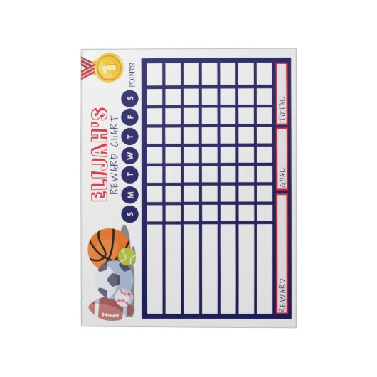 キッズチョアチャート、パーソナライズされたスポーツチャート ノートパッド (回転)