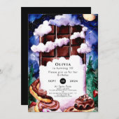 キッズチョコお洒落誕生日 招待状 (正面/裏面)