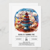 キッズチョコカラフル誕生日 招待状 (正面/裏面)