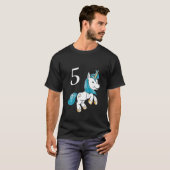 キッズチルドレン5誕生日ガール5年ユニコーン Tシャツ (正面フル)