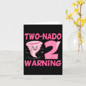 キッズツネード警告の2回目の誕生日ピンクトルネードBi カード (黄色い花)