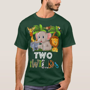 キッズツーワイルド動物園テーマ誕生日サファリジャングルマット Tシャツ
