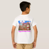 キッズティー。ハッピーバースデープリンセス赤いパンダ灯 Tシャツ (裏面フル)