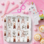 キッズテディベアキャットパンダおもちゃパターン誕生日 ペーパープレート (パーティー)