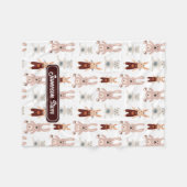 キッズテディベアキャットパンダバニーおもちゃパターン フリースブランケット (正面(横))