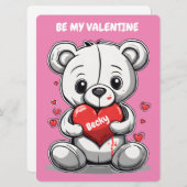 キッズテディベアバレンタインデー シーズンカード (正面/裏面)