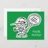 キッズテニス誕生日パーティーの招待状 インビテーションポストカード (正面/裏面)