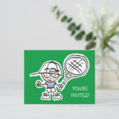 キッズテニス誕生日パーティーの招待状 インビテーションポストカード (スタンド正面)