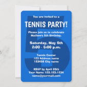 キッズテニス誕生日パーティーへの招待と漫画 招待状 (裏面)